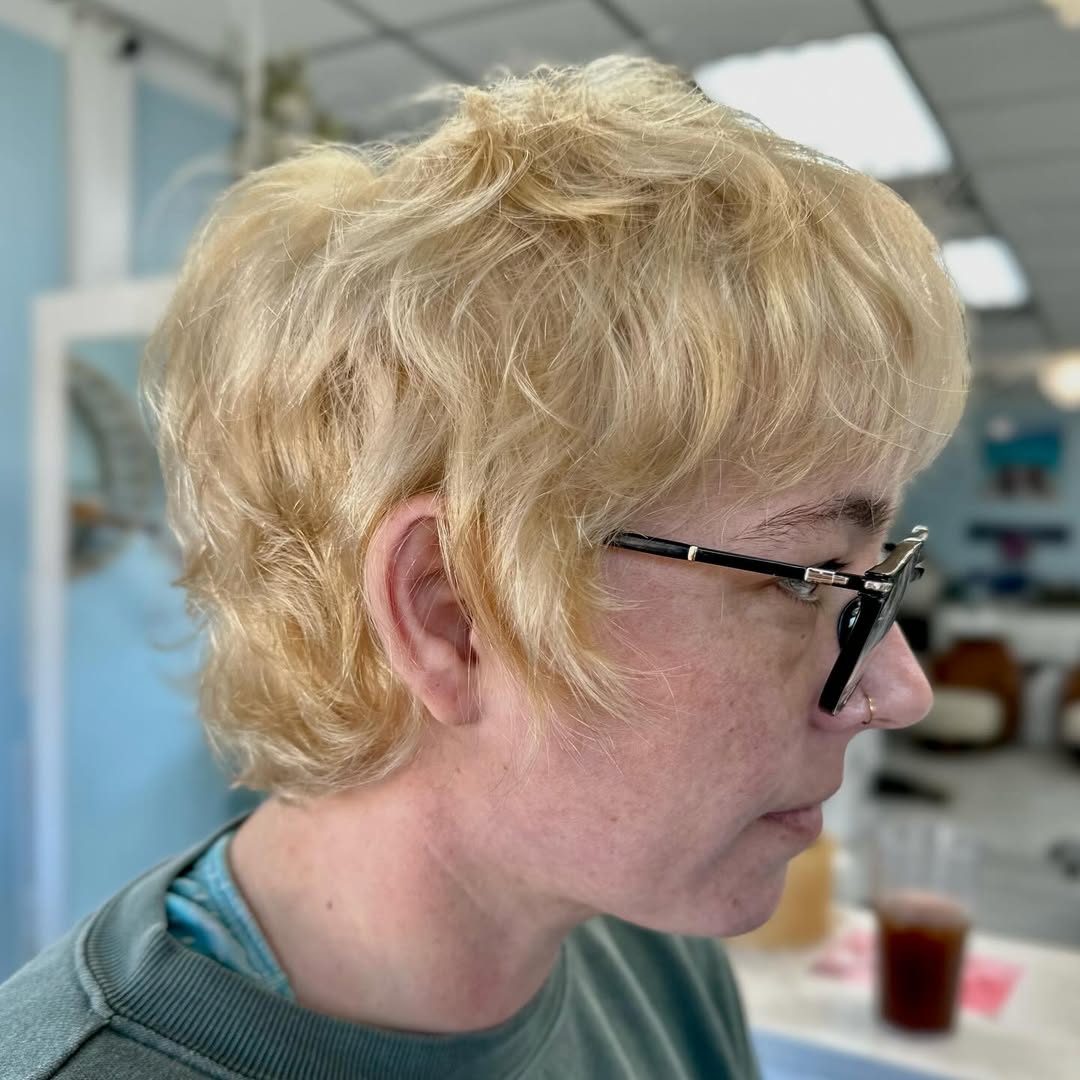 Softly-Textured Blonde Pixie with Natural Flow