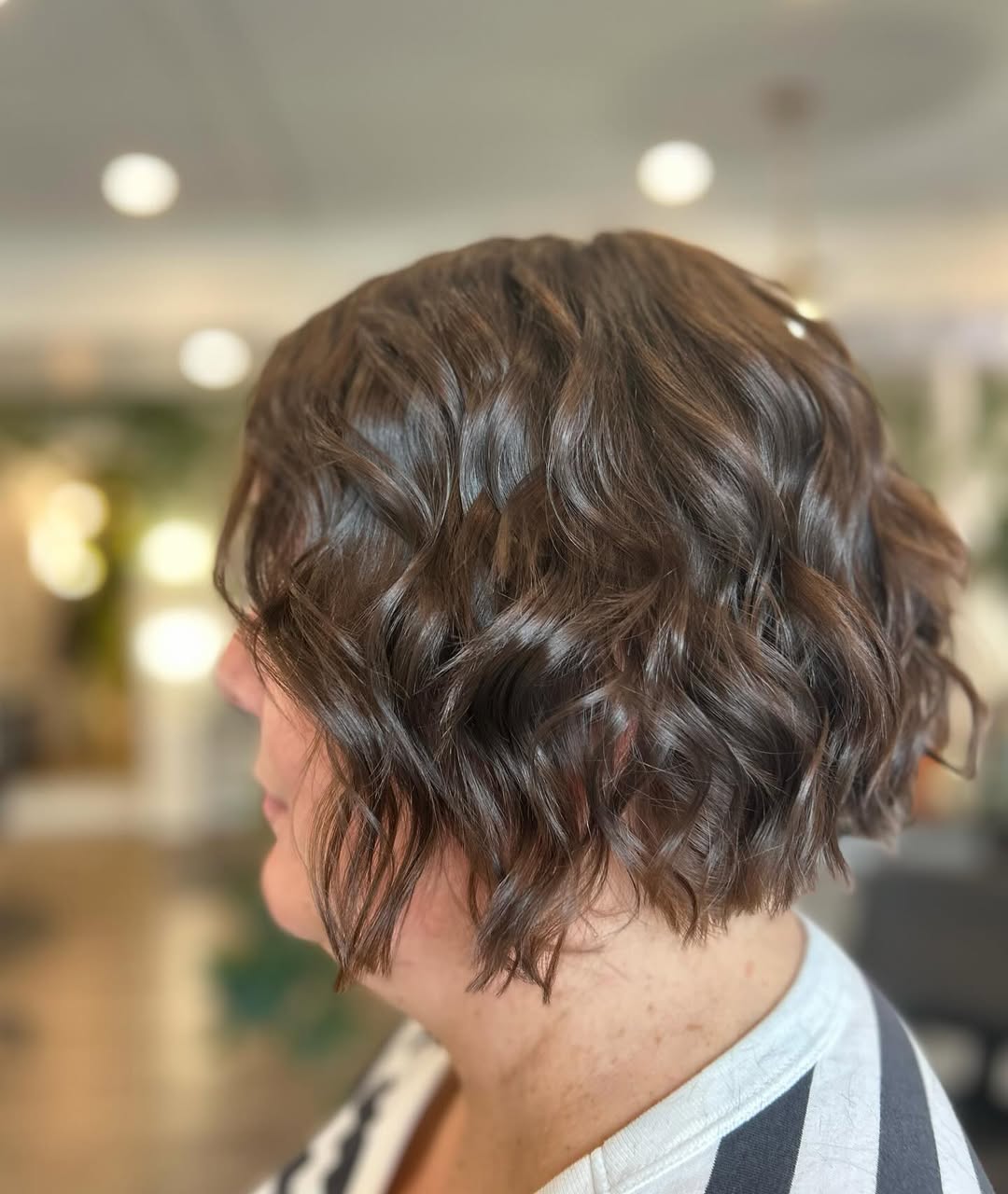 Textured Brunette Waves with Subtle Highlights