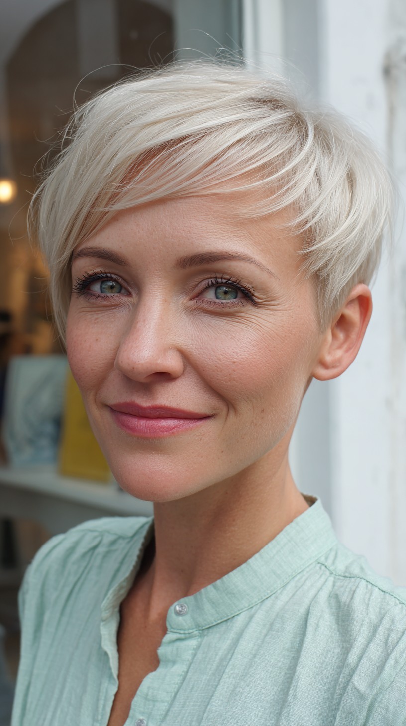 Vibrant Platinum Pixie with Tapered Sides