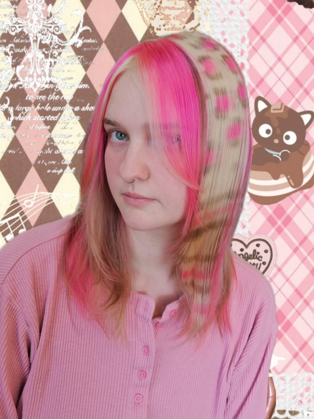 Vivid Pink and Blonde Checkered Coloring