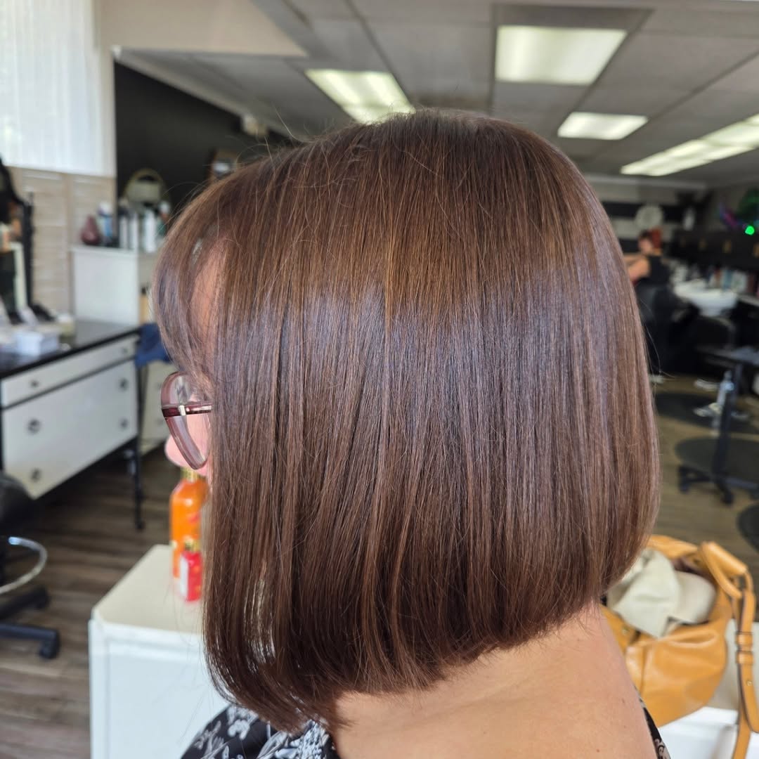 Warm Auburn Angled Bob with Precision Cutting