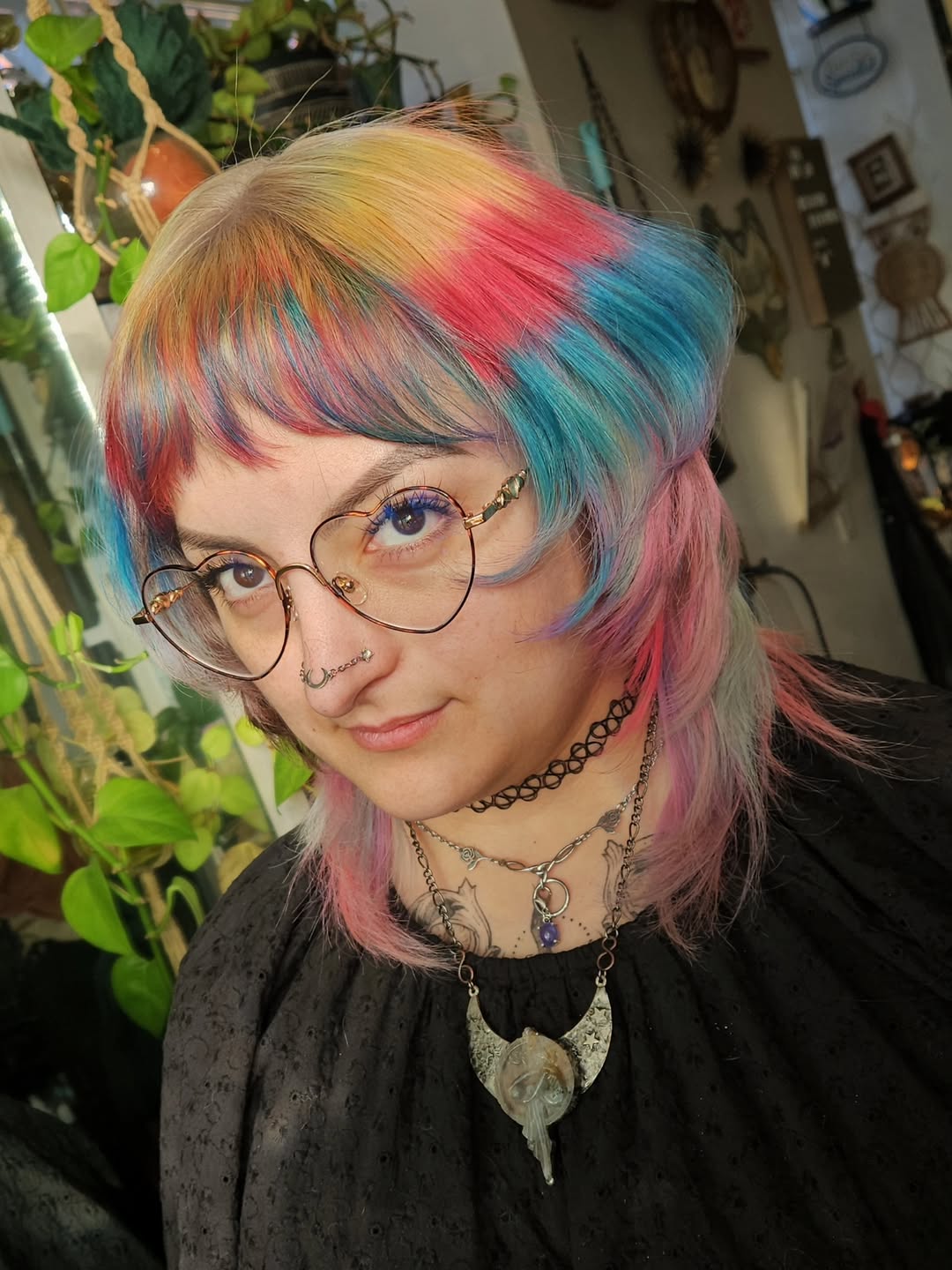 Whimsical Rainbow Bob with Pastel Bangs