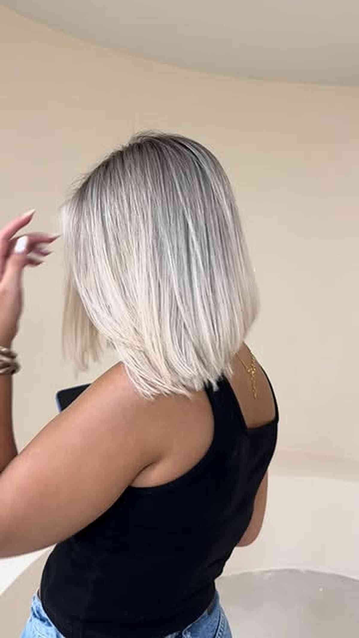 Cool Platinum Blonde Blunt Bob
