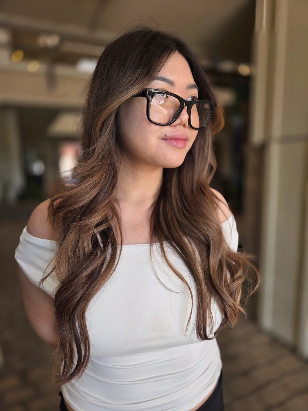 Long Cascading Bronde Curls with Strategic Layers