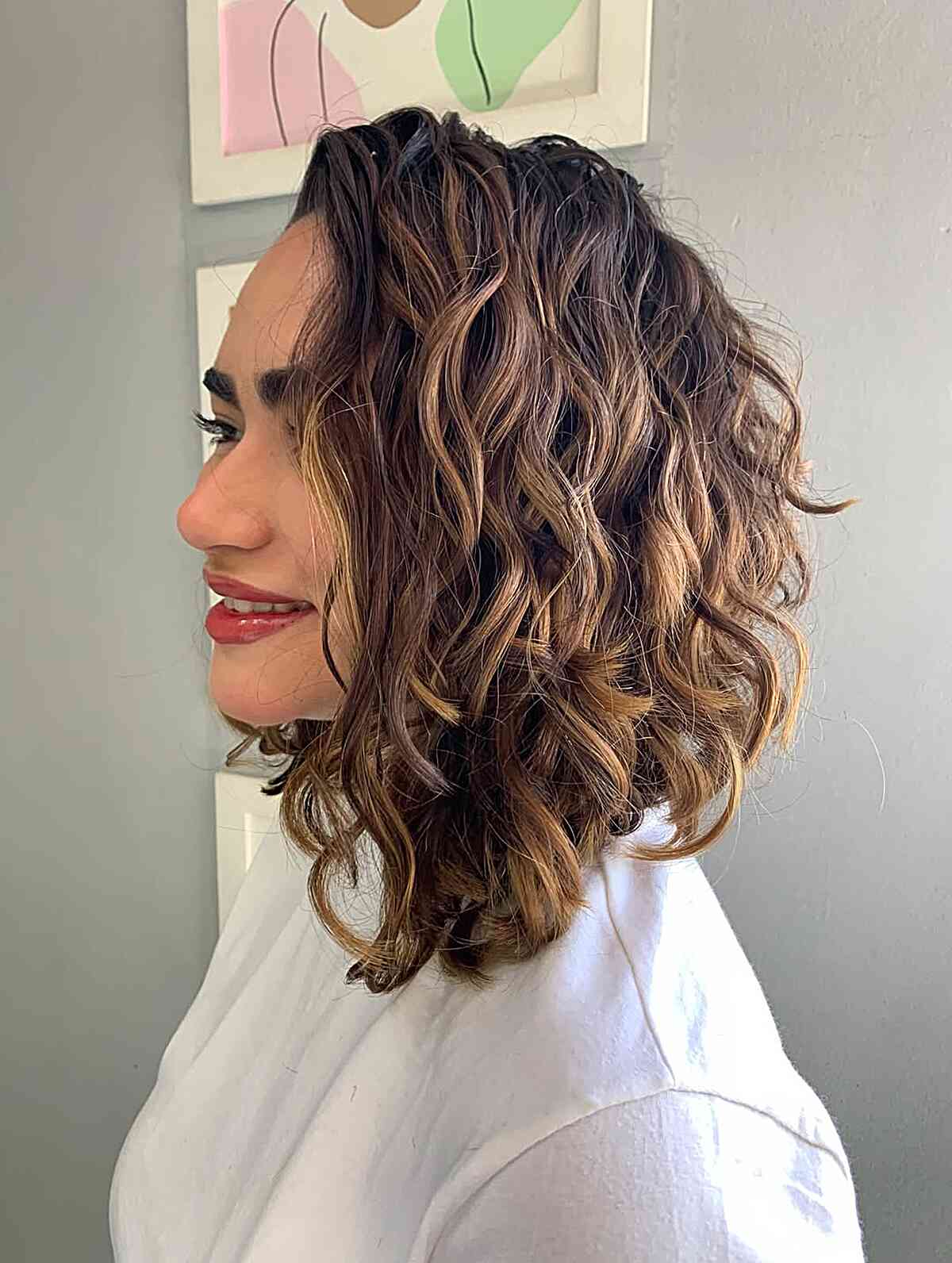 Textured Long Bob with Soft Curls