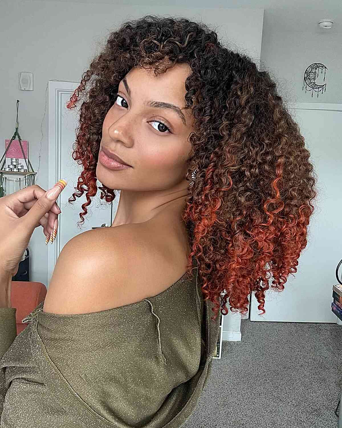 Vibrant Ombre Curly Hair with Defined Curls