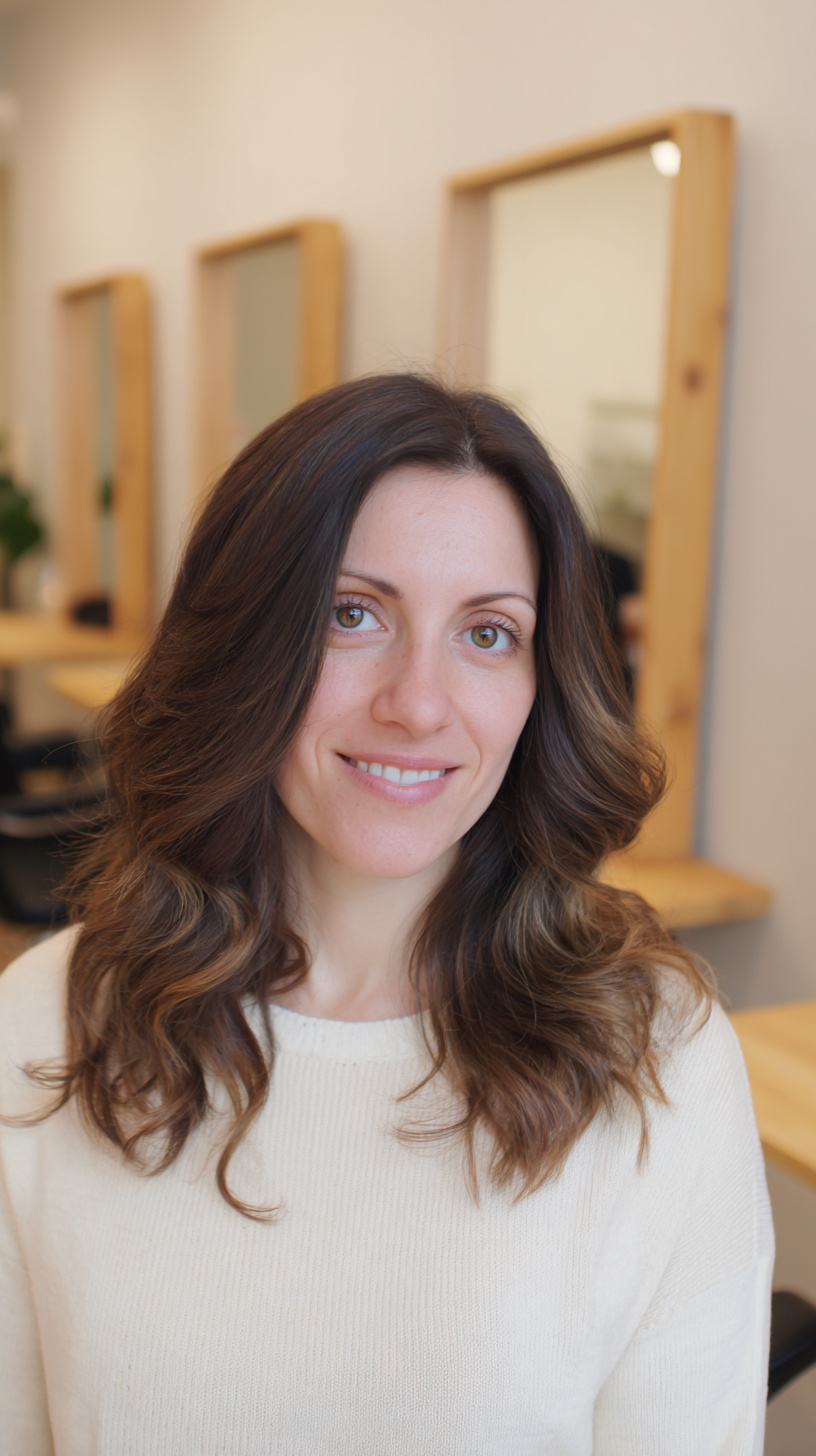 Elegant Long Layered Waves with Warm Undertones