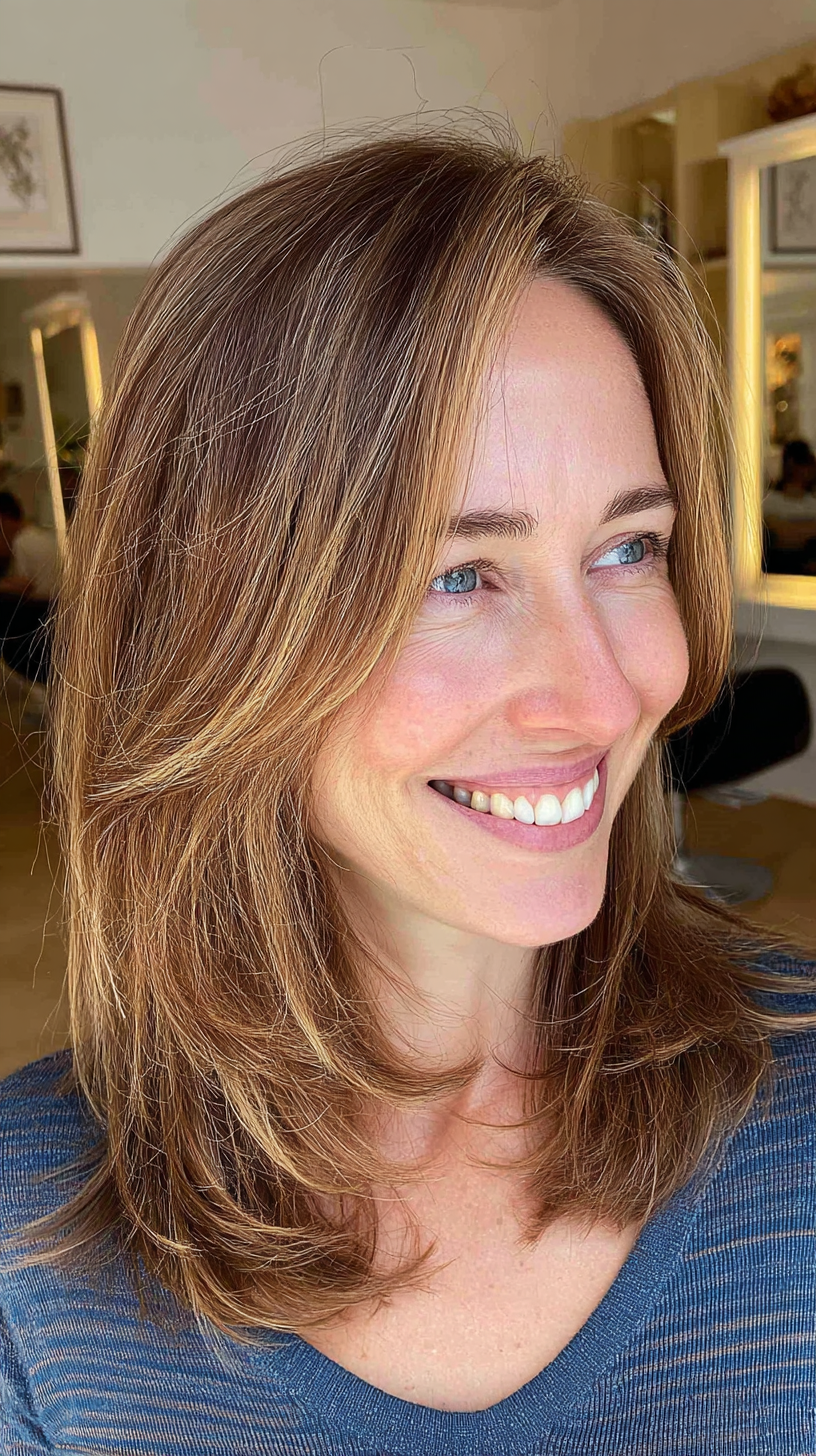 Warm Honey Layered Cut with Face-Framing Highlights