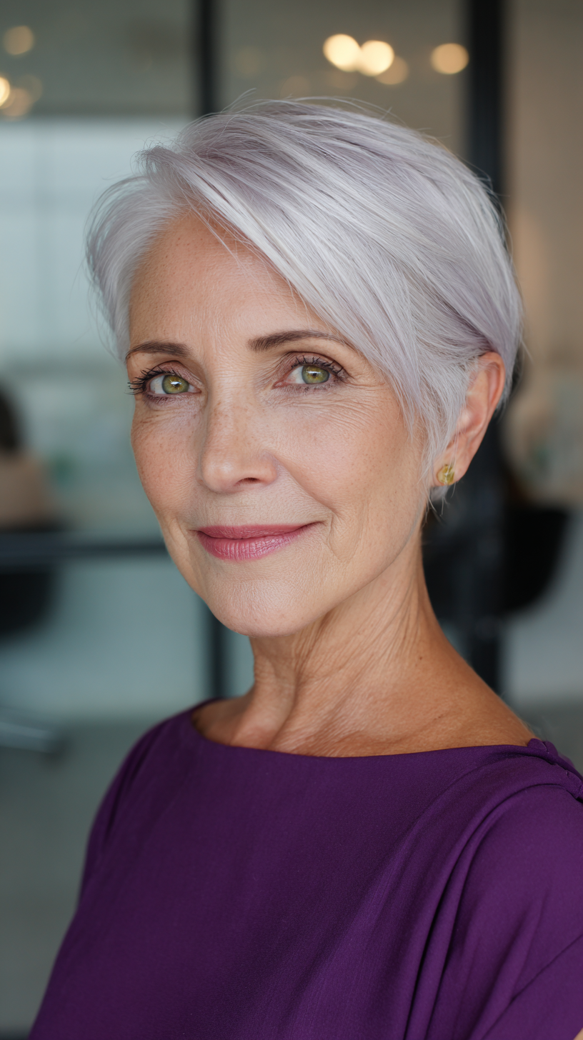 Chic Light Lavender Pixie with Soft Textured Layers