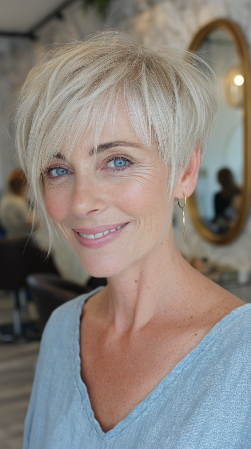 Chic Textured Pixie Cut with Soft Bangs