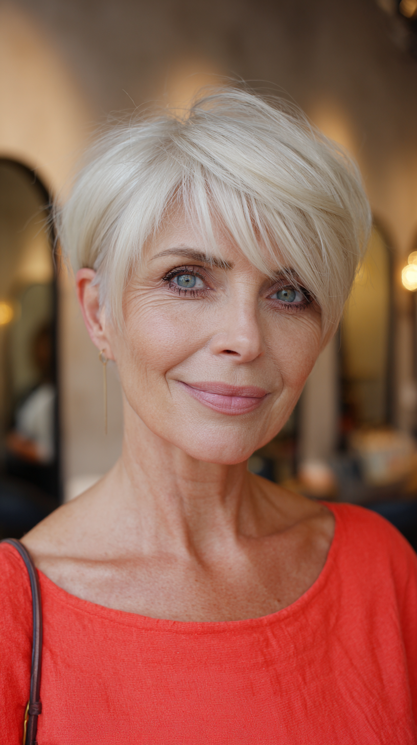 Chic Textured Pixie with Long Side Bangs