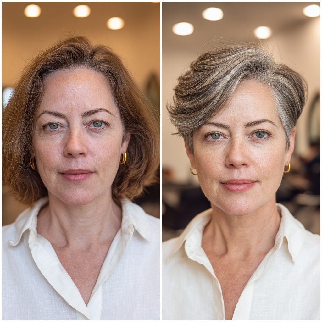 Chic Textured Silver Pixie with Soft Volume