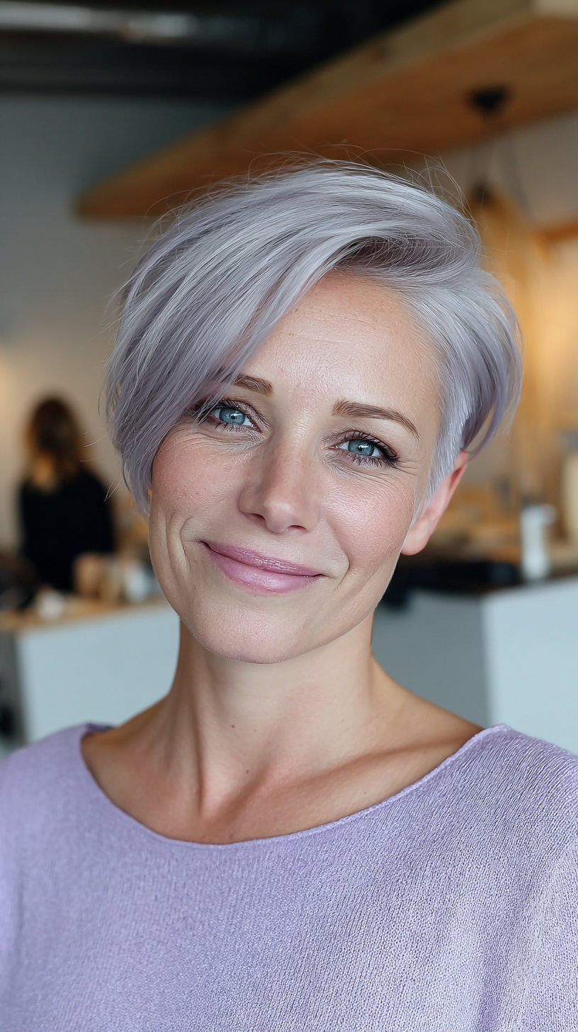 Modern Silver Pixie with Soft Texture