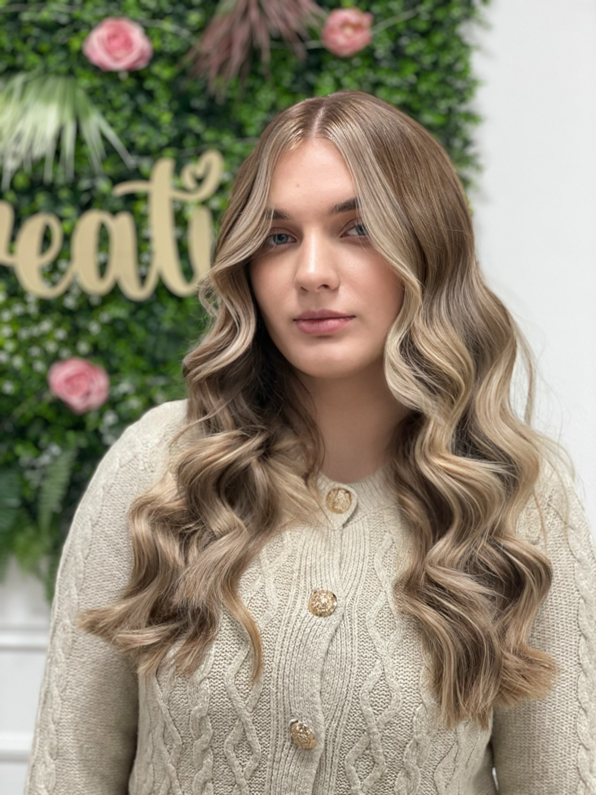 Soft Beige Curls with Subtle Dimension
