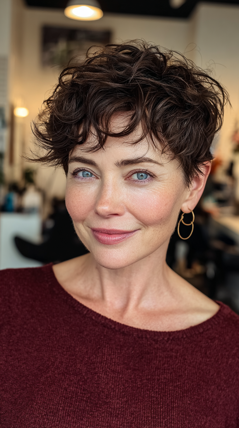 Textured Short Pixie with Defined Curls