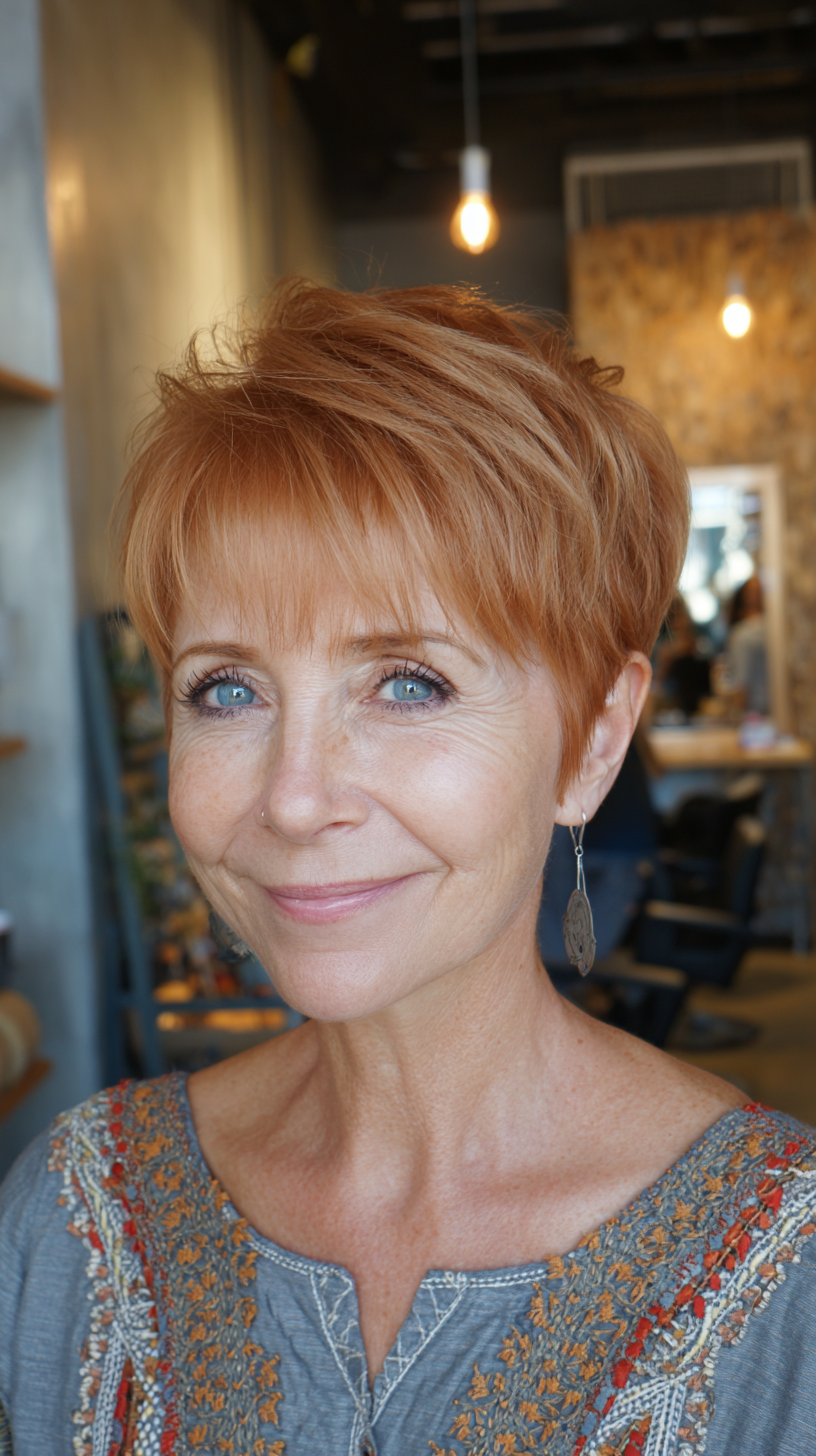 Vibrant Copper Pixie with Textured Layers