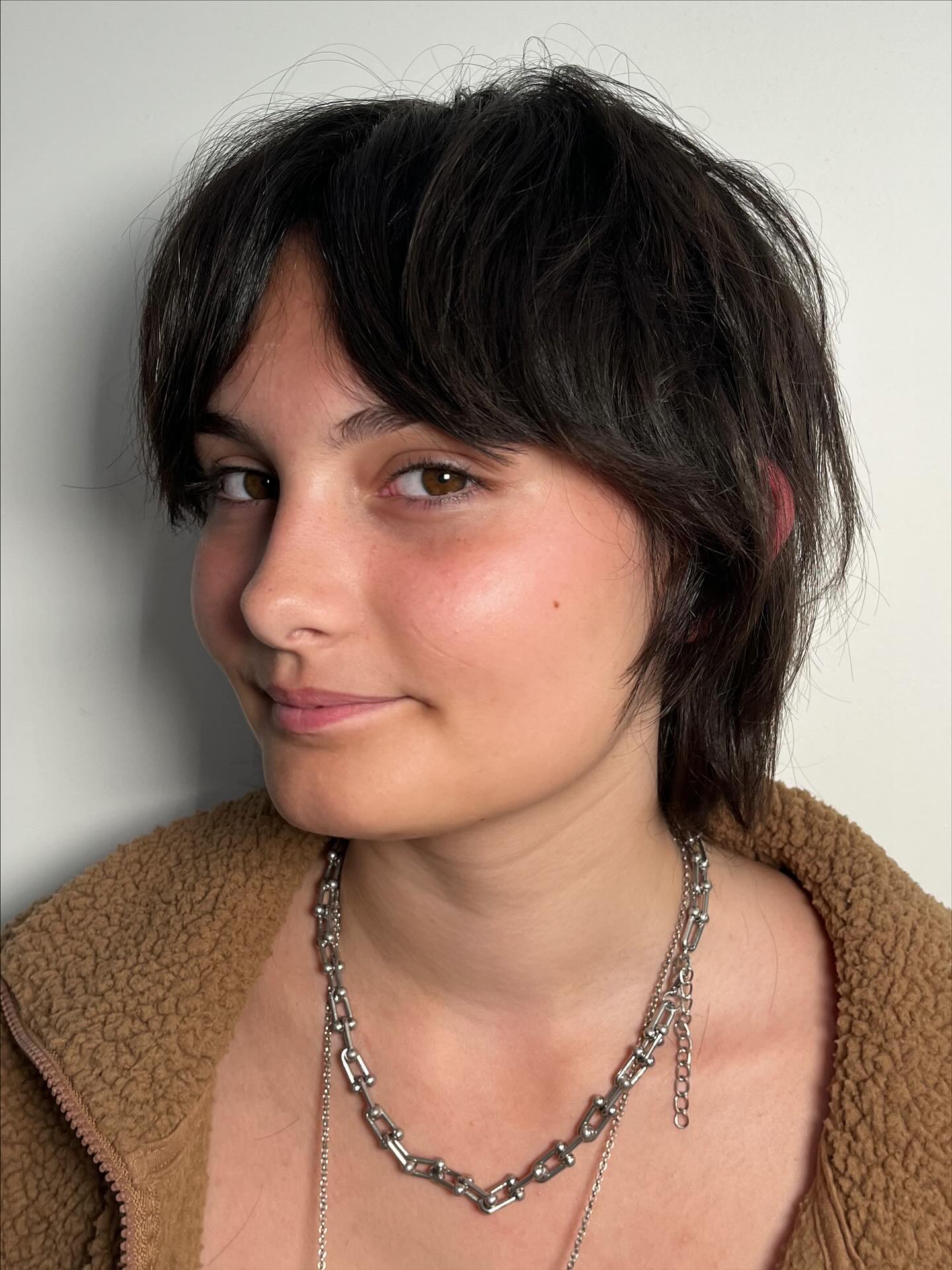 Edgy Textured Chop with Side-Swept Bangs