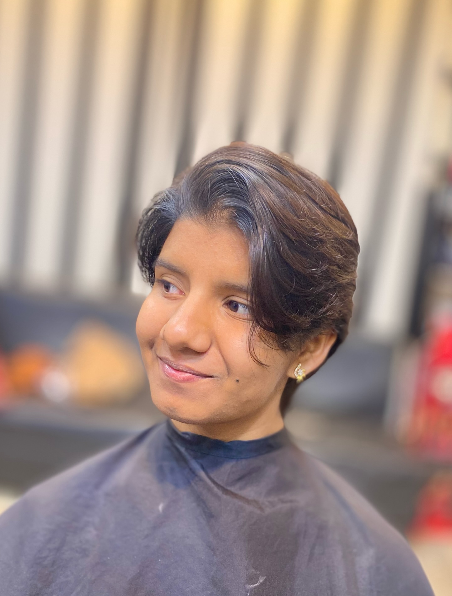 Effortless Cocoa Tapered Pixie with Natural Highlights
