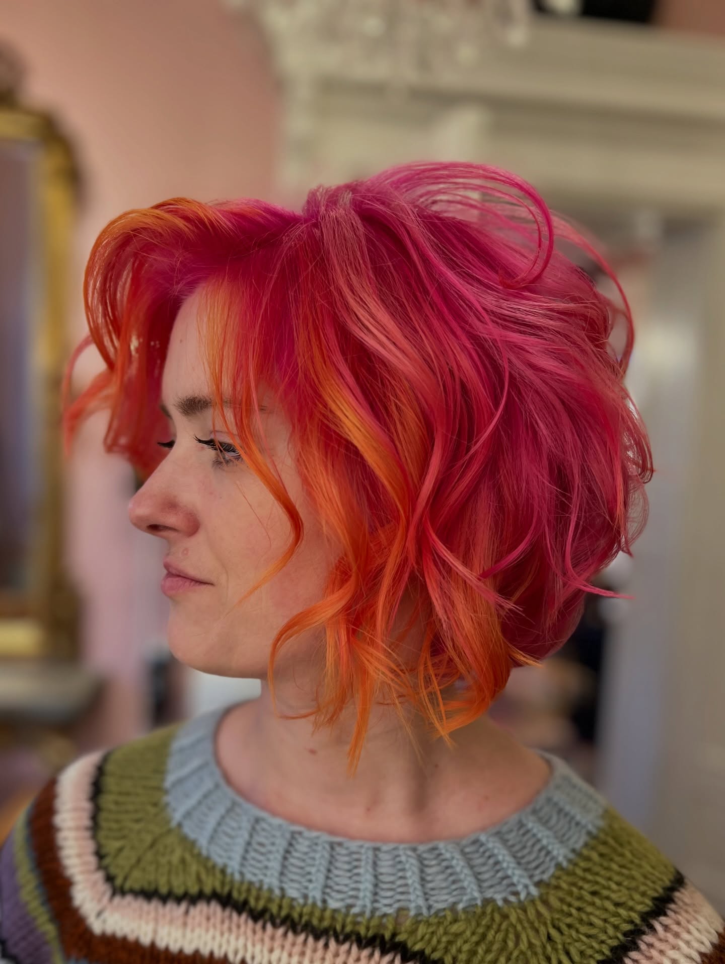 Fiery Coral-Mango Medium Shag
