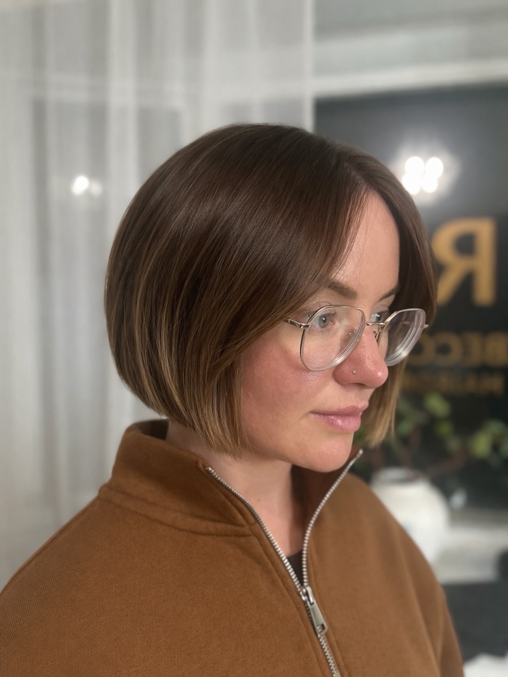 Polished Chestnut Bob with Precision Cut