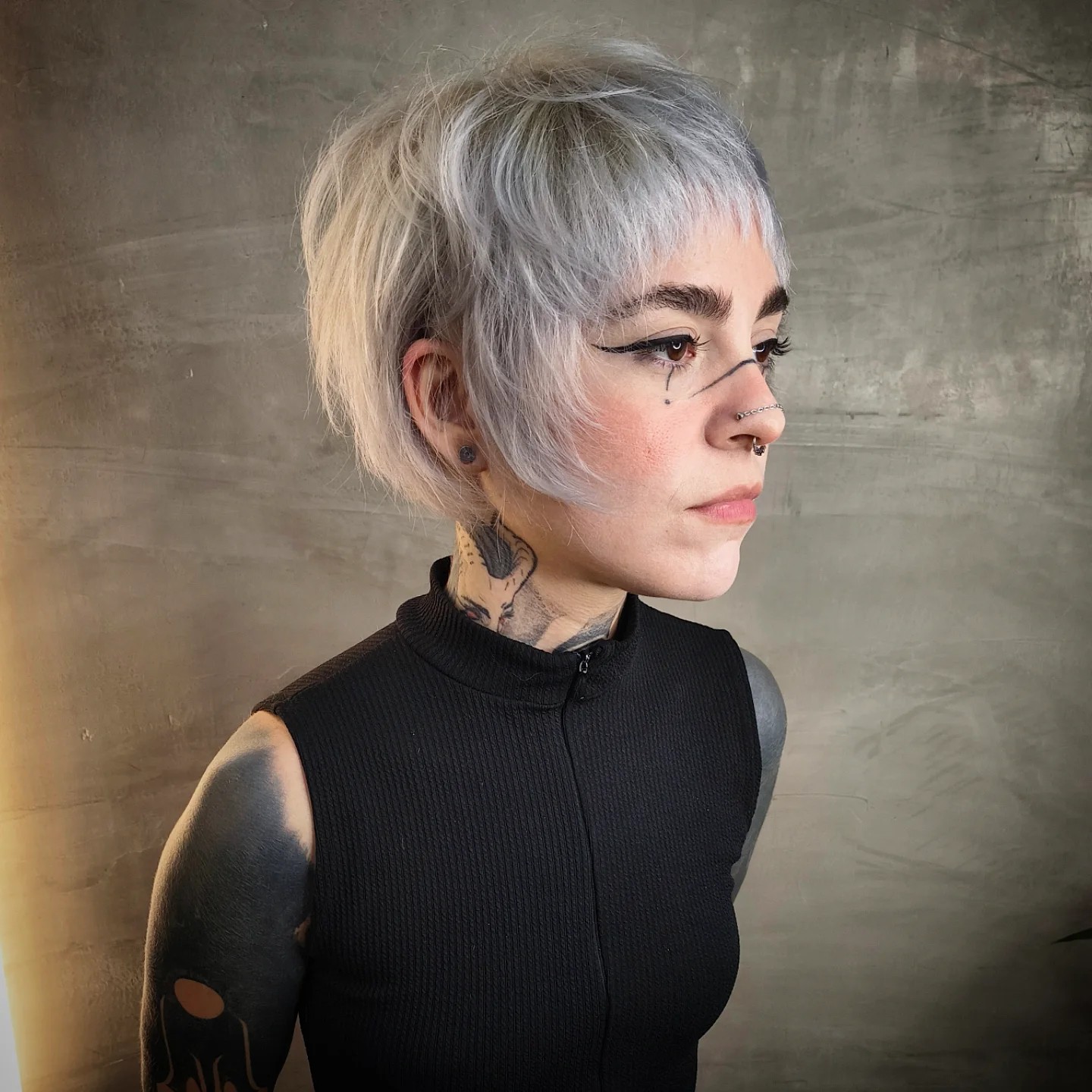 Silver Layered Crop with Soft Textured Fringe