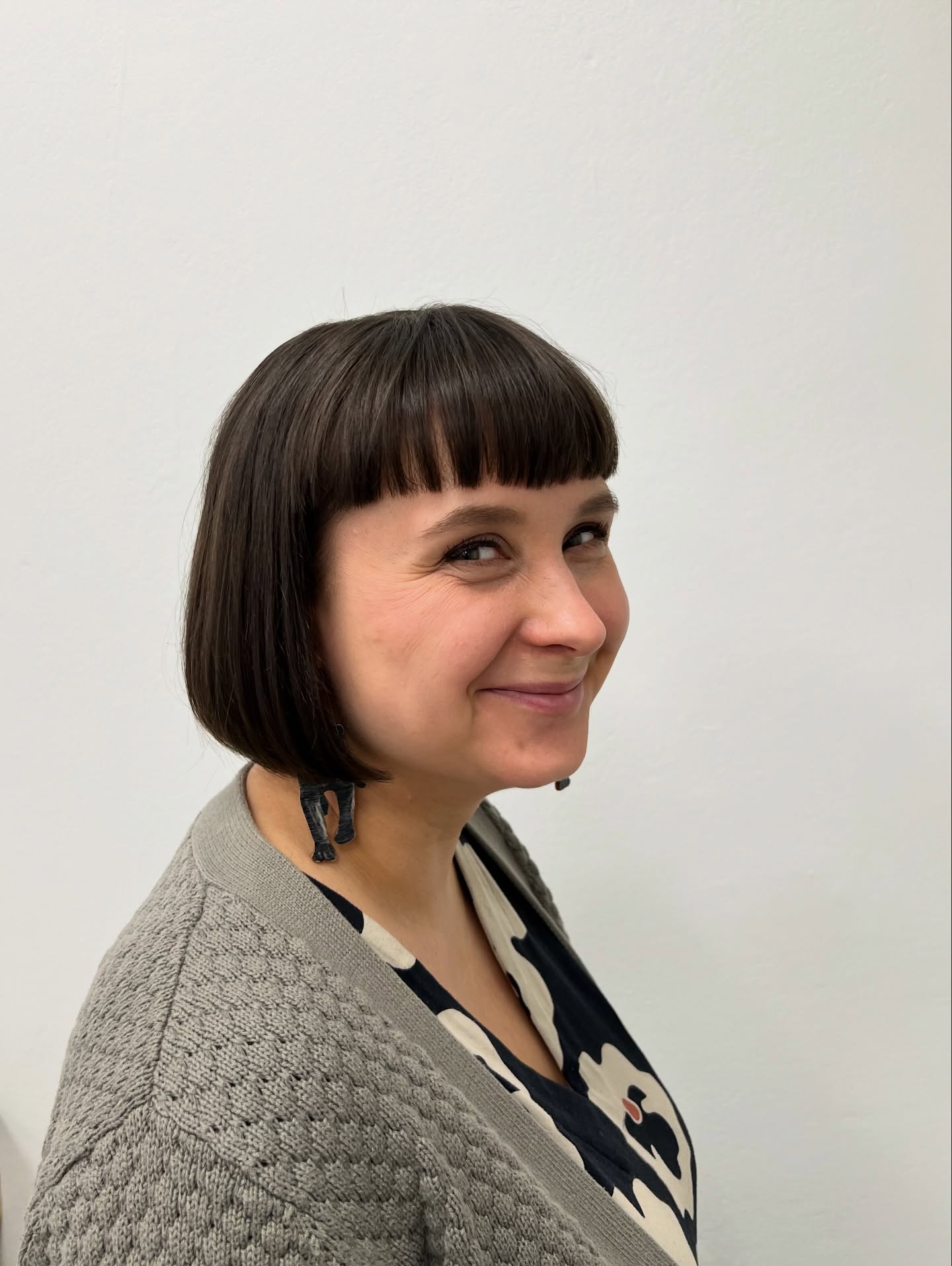 Sleek Espresso Bob with Full Straight Bangs