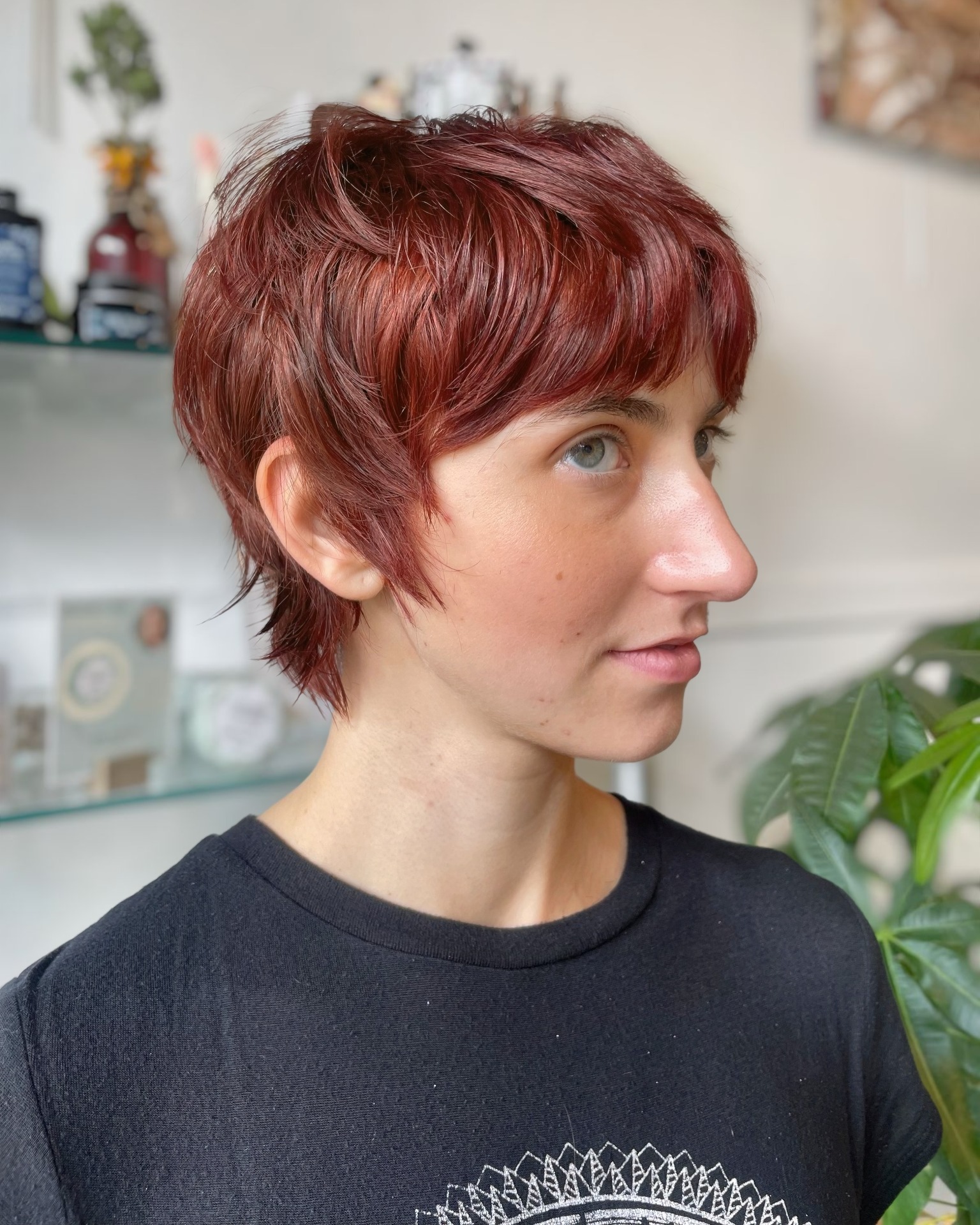 Vibrant Red Asymmetrical Textured Cut