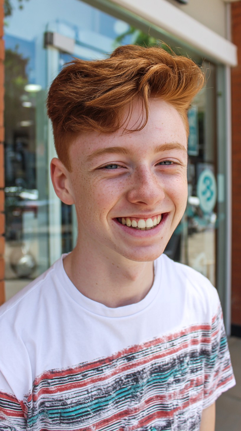 Bright Copper Swept-Back Textured Cut