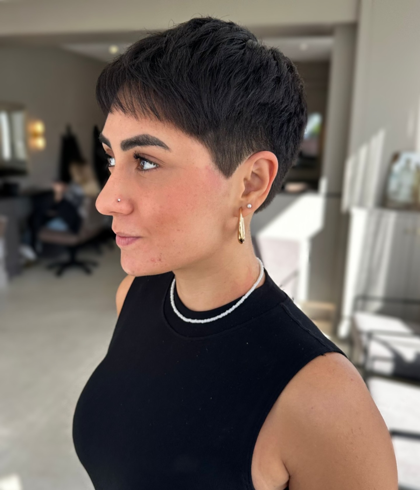 Chic Textured Pixie with Defined Sideburns