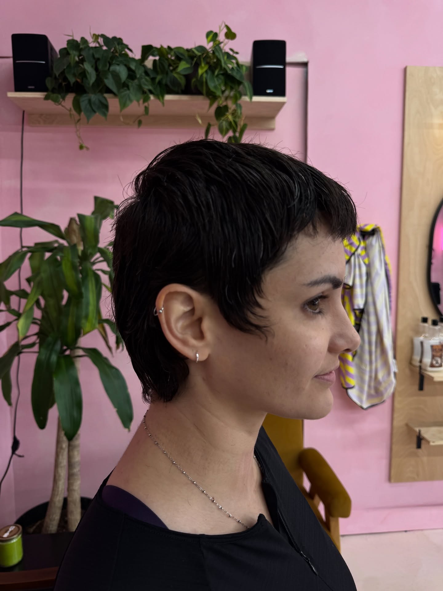 Contemporary Black Closely-Cropped Pixie