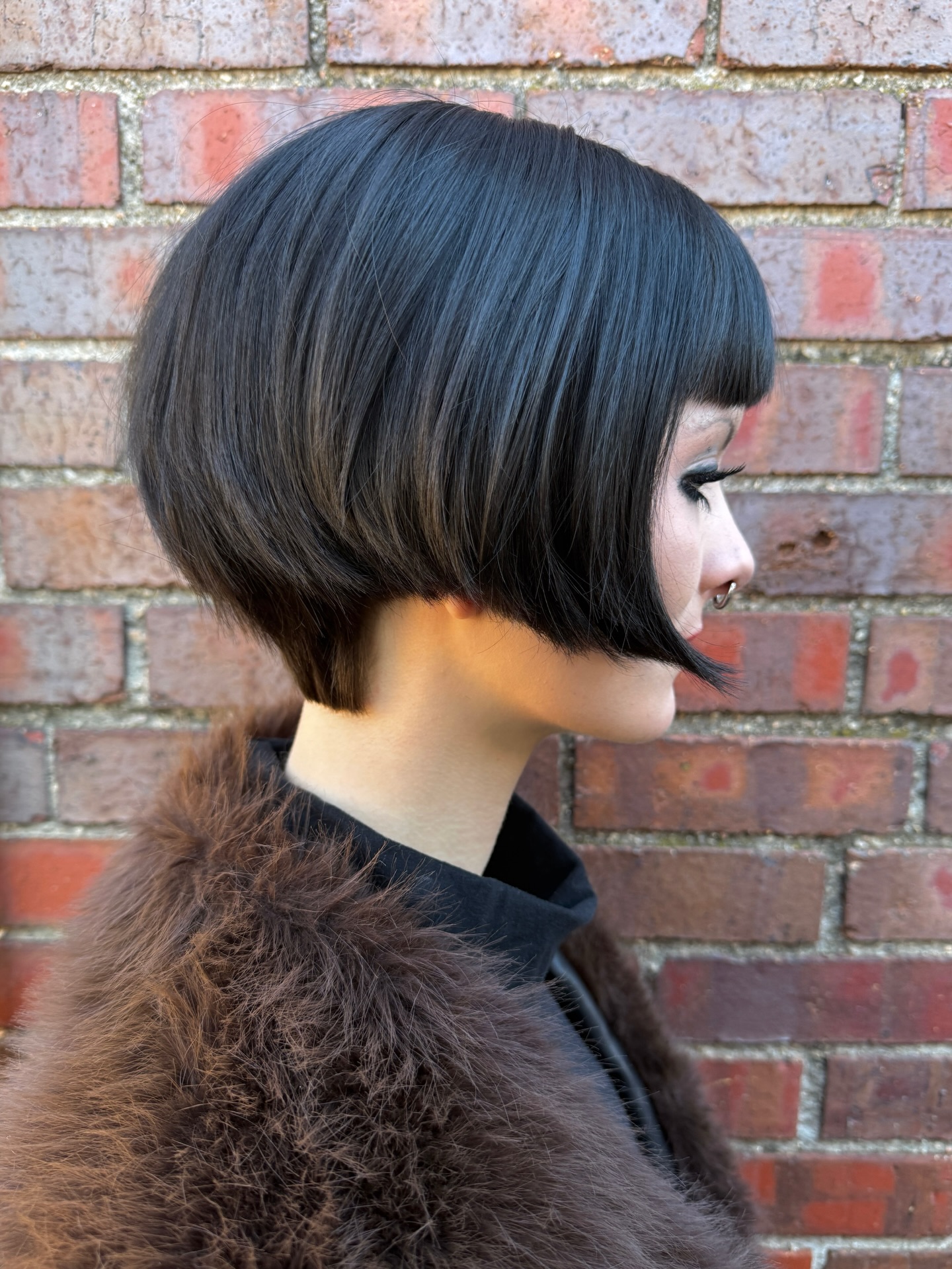 Sleek Jet-Black Angled Bob