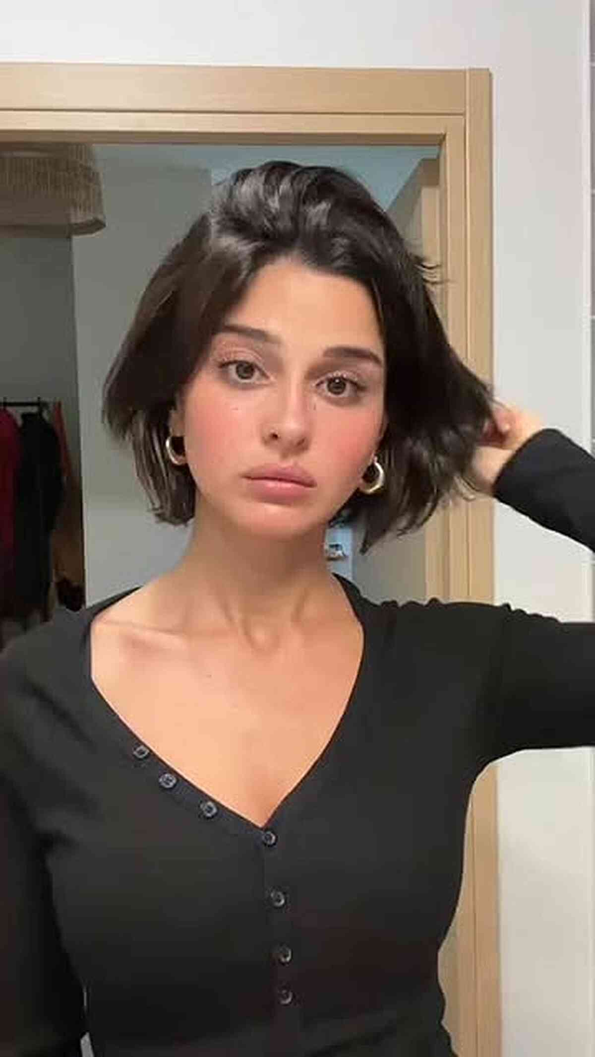 Soft Layered Dark Brunette Bob