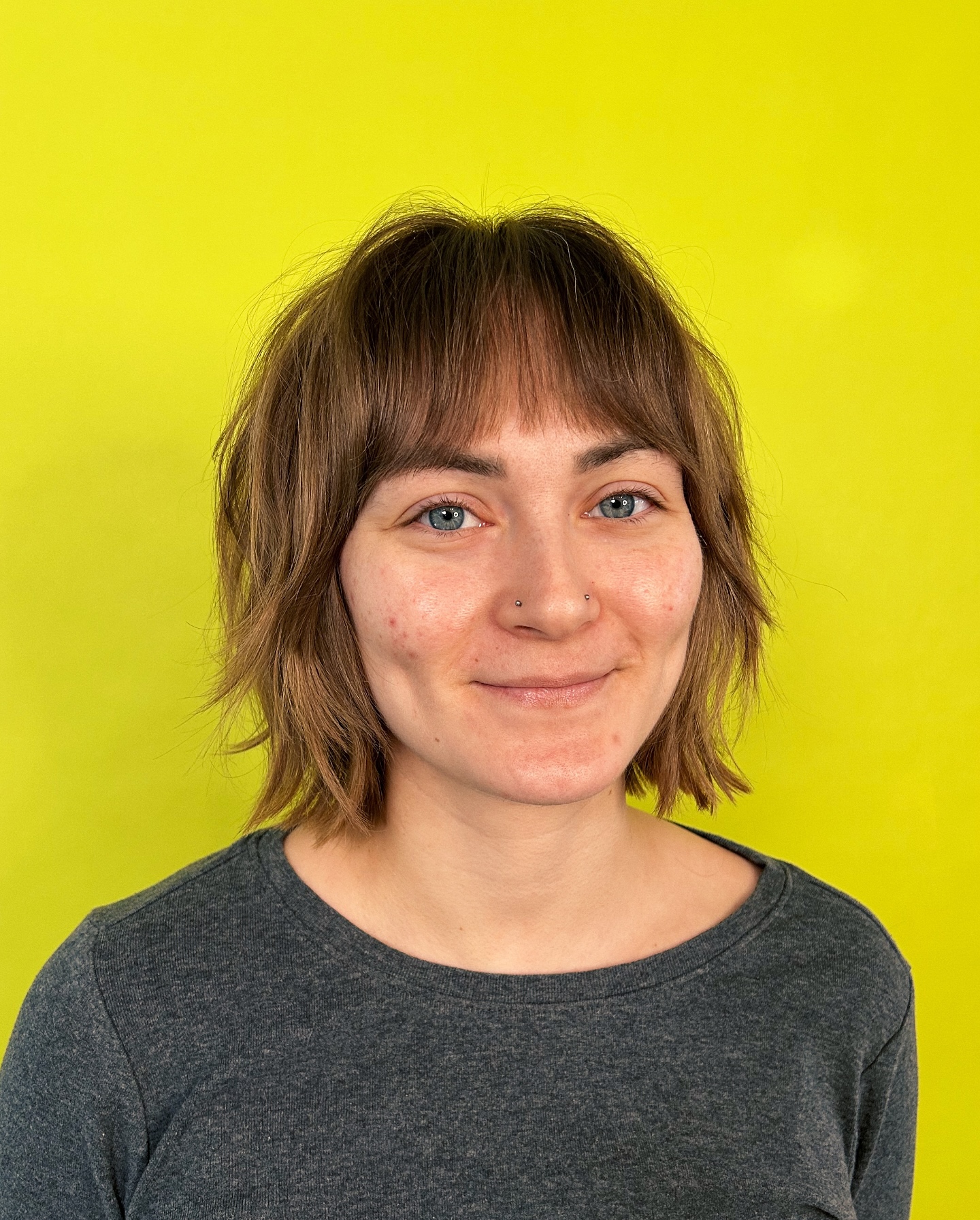 Softly Tousled Brunette Bob with Natural Highlights
