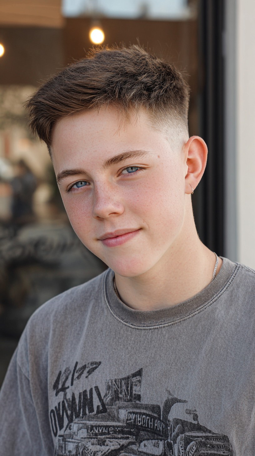 Textured Crew Cut with Tapered Sides