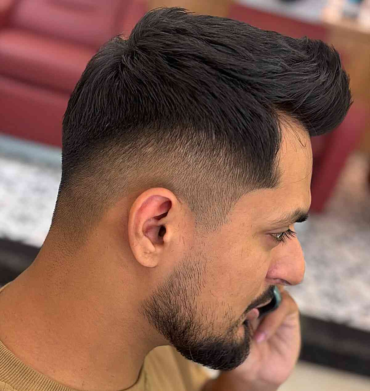 Textured Pompadour with Faded Sides