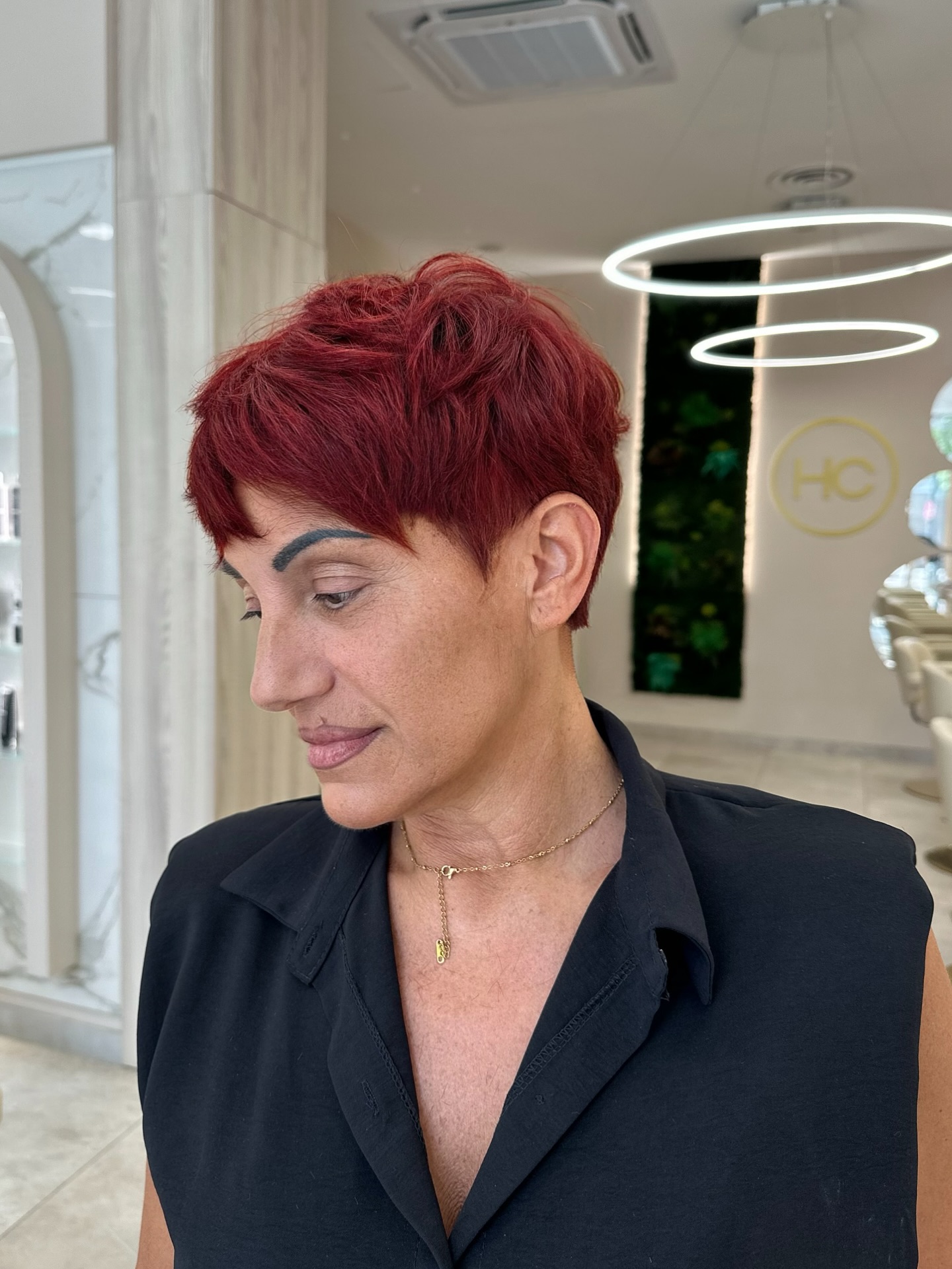 Vibrant Crimson Textured Pixie with Tapered Edges