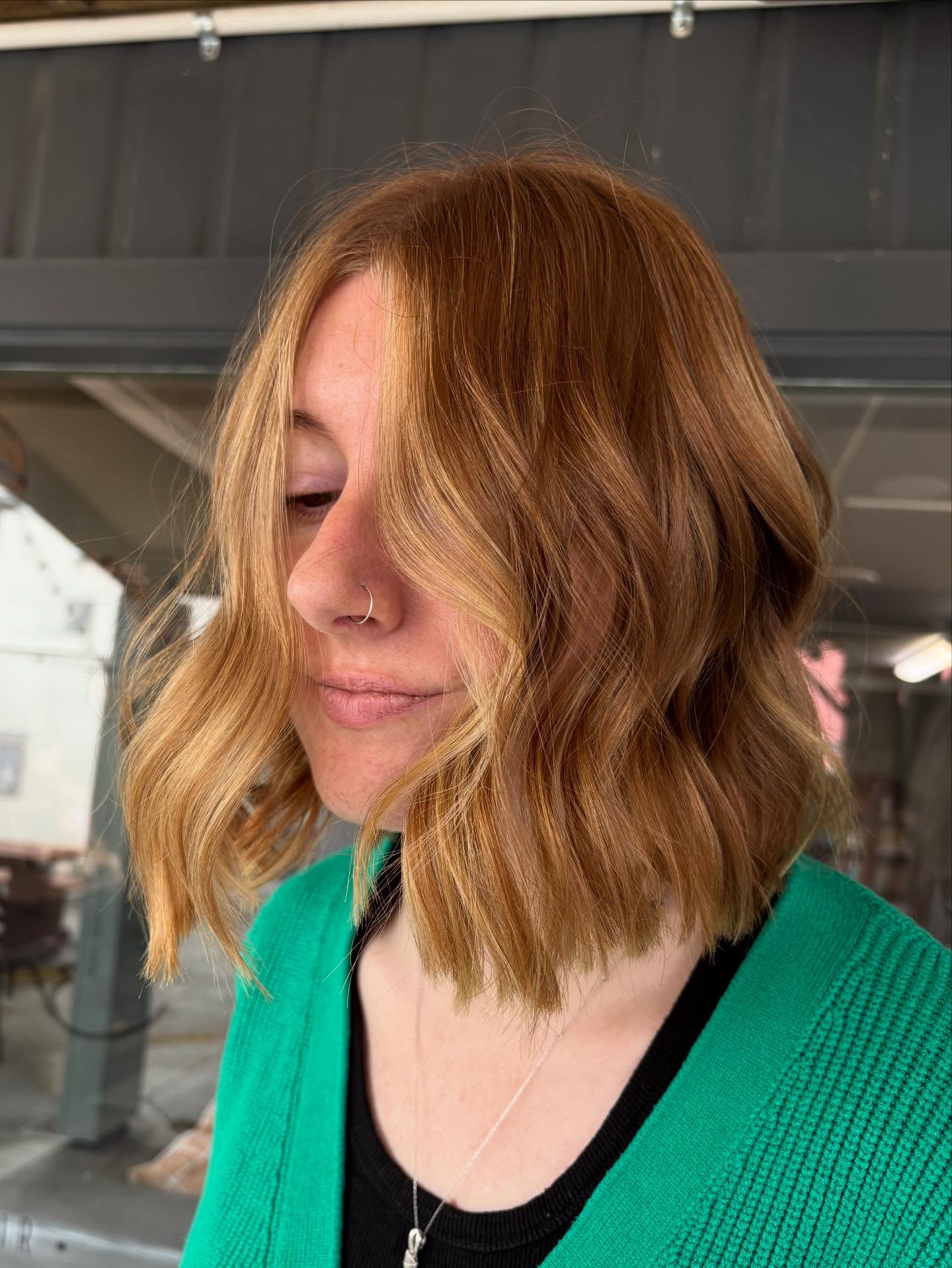 Warm Copper Textured Lob with Gentle Waves