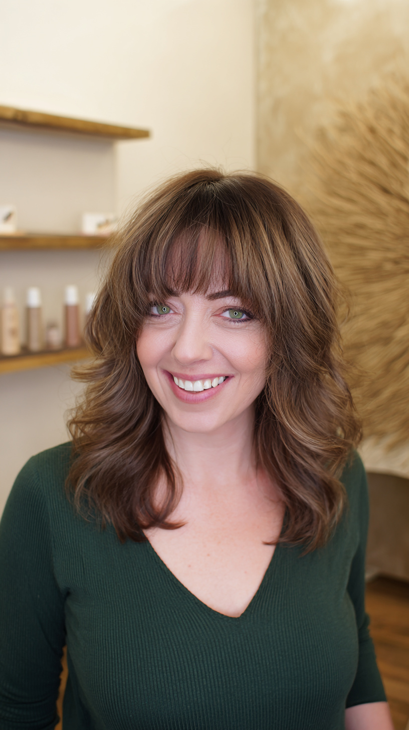 Chic Wispy Bangs with Soft Layered Waves