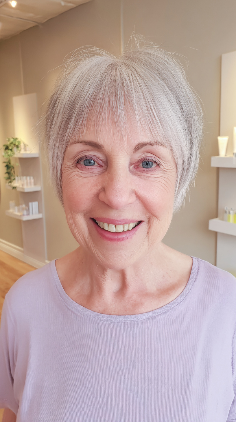 Classic Short Cut with Wispy Bangs for a Timeless Look