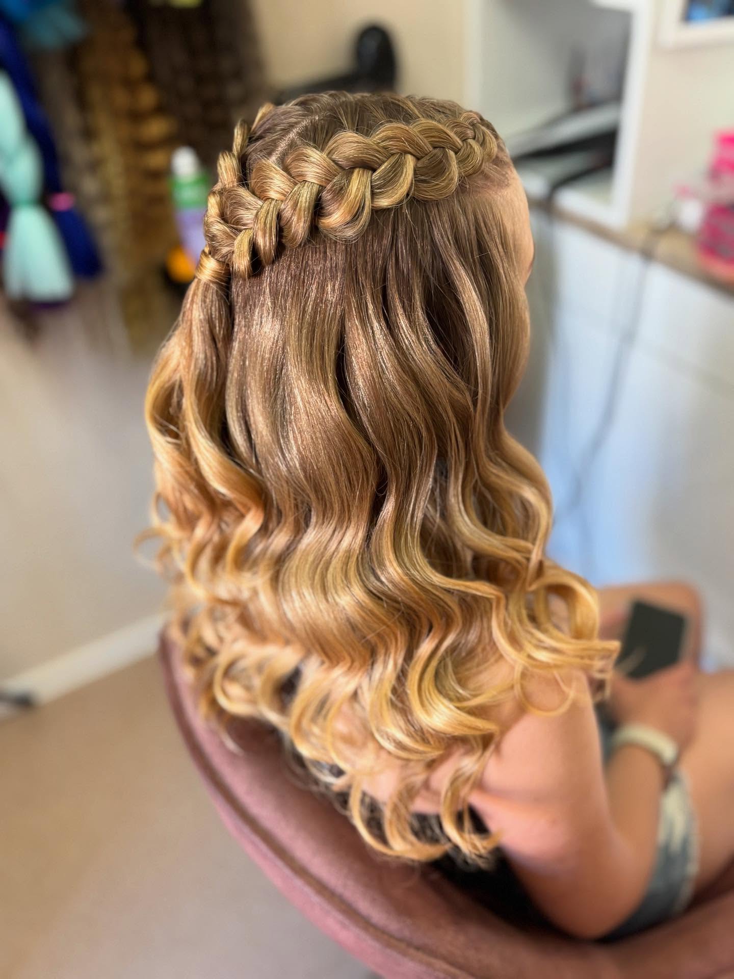 Elegant Half-Up Waterfall Braid with Loose Waves
