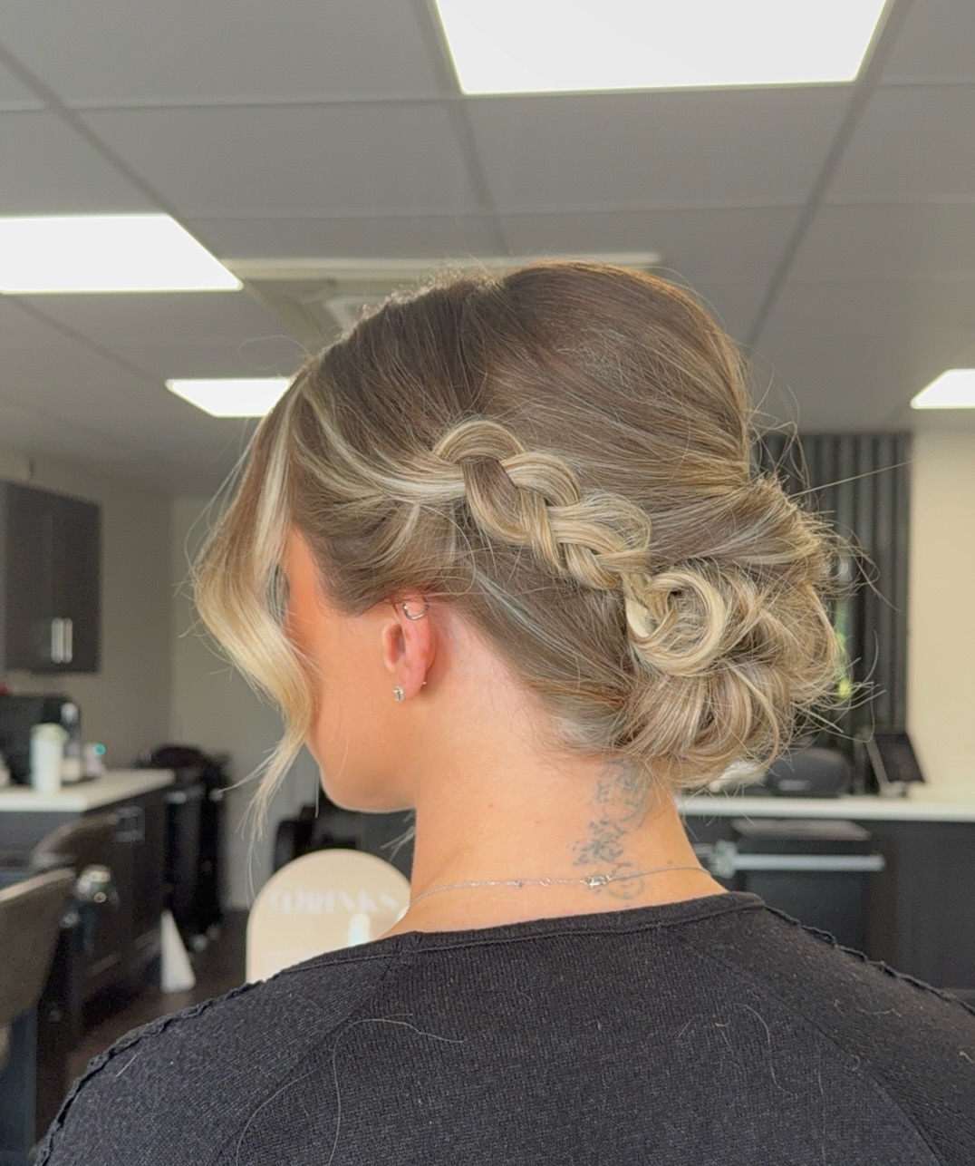 Romantic Curly Braided Updo with Soft Waves
