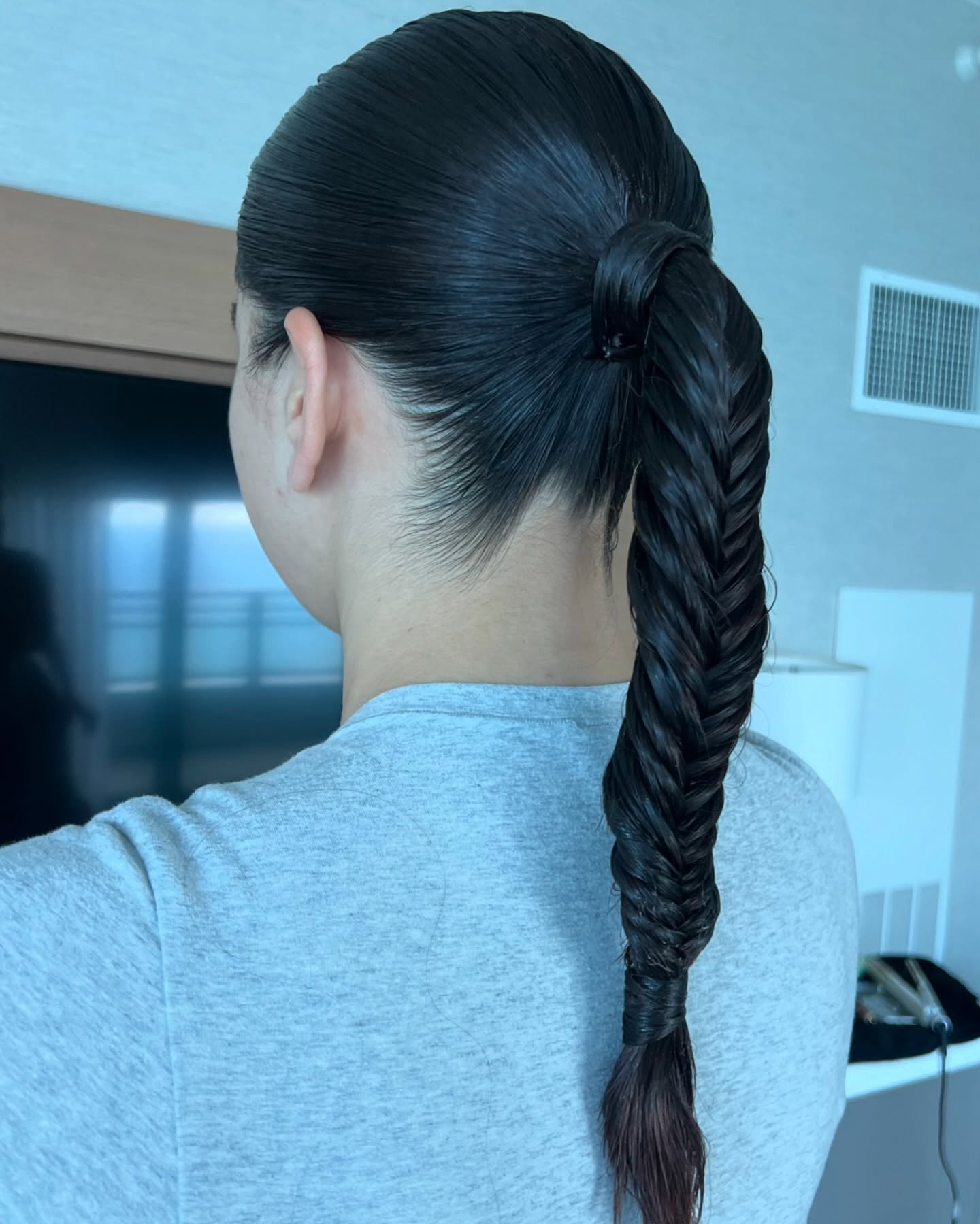 Sleek Fishtail Braid with Glossy Finish