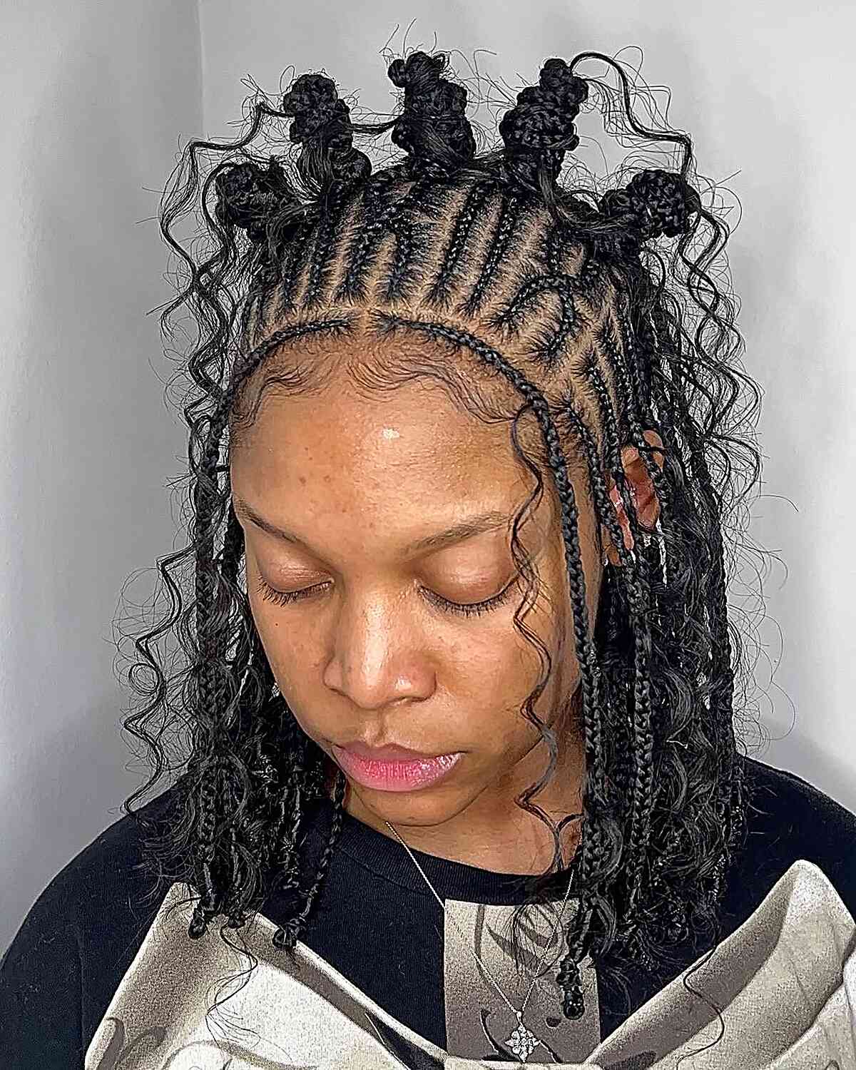 Stylish Bantu Knots with Curly Ends