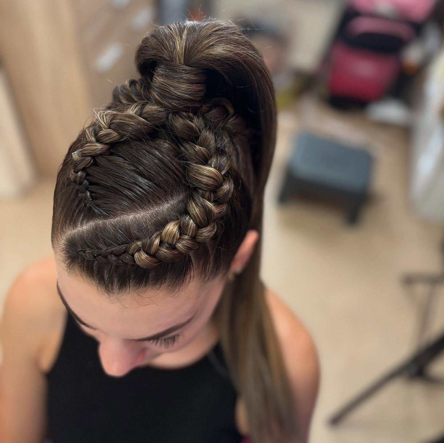 Trendy High Ponytail with Intricate Braid Accents