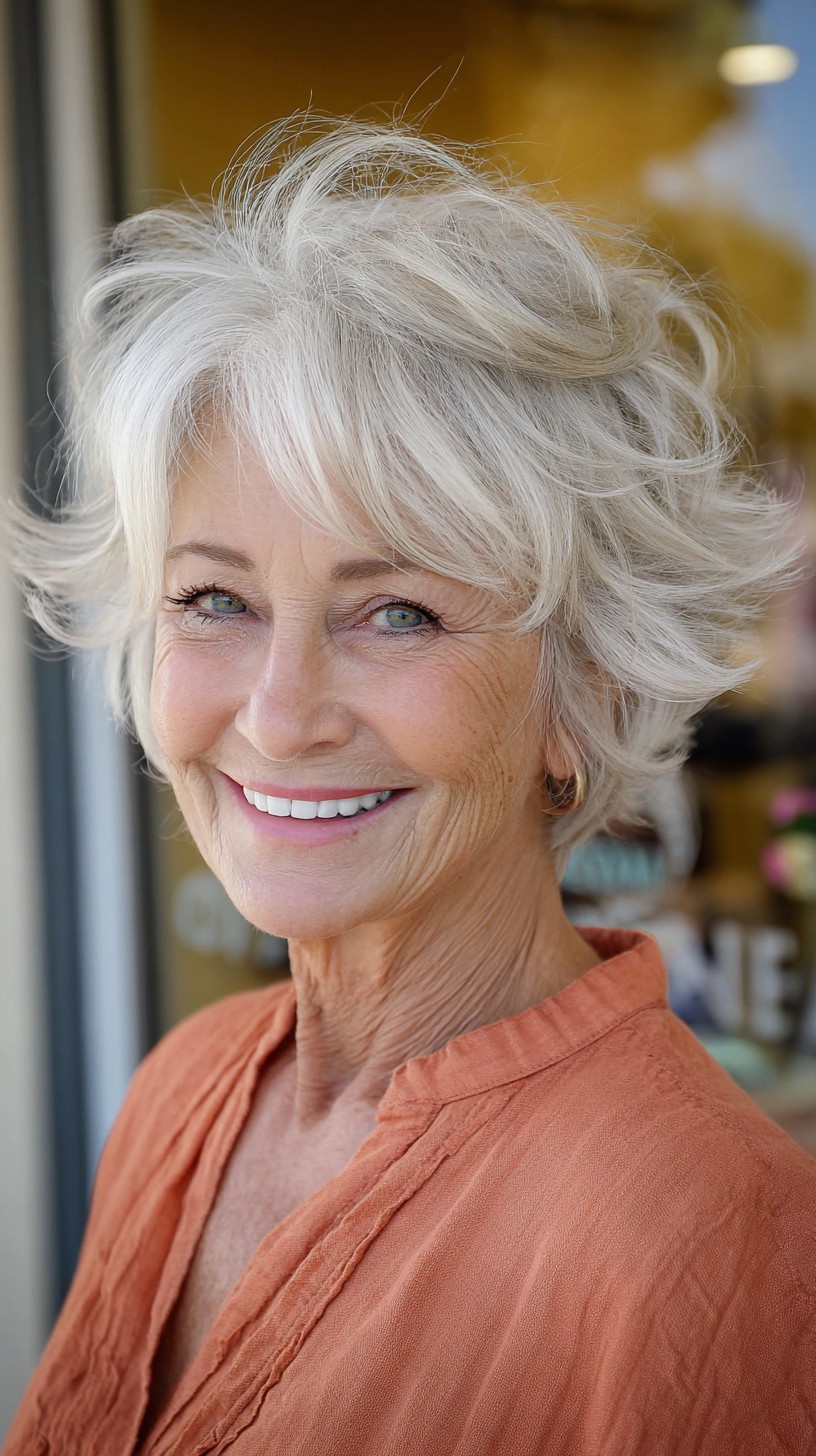 Airy Feathered Short Shag with Lifted Crown and Curtain Fringe