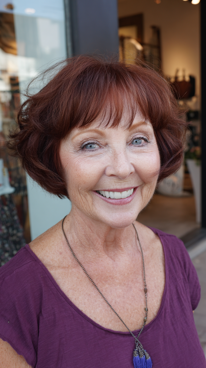 Charming Textured Bob with Wispy Bangs