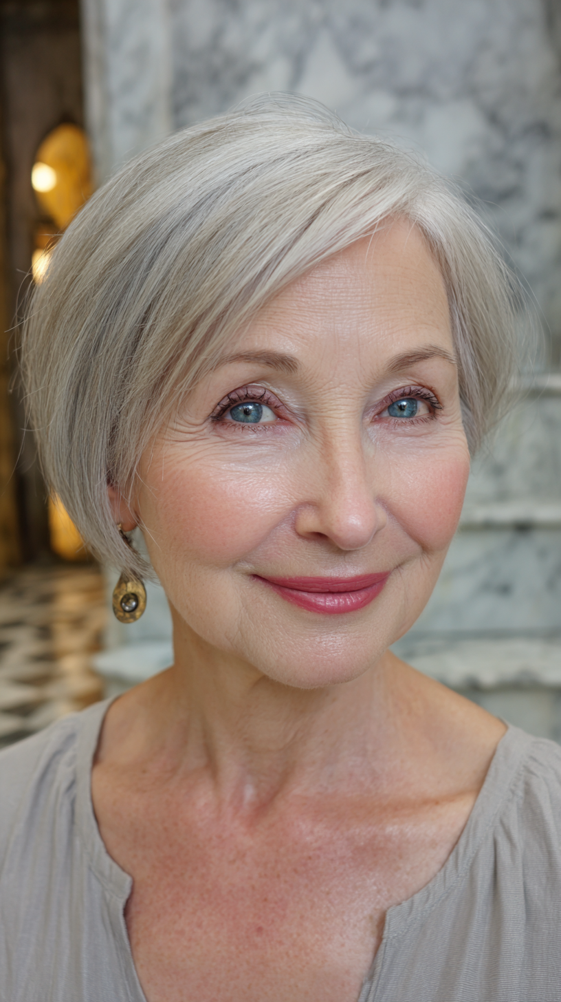 Chic Silver Bob with Soft Textured Layers