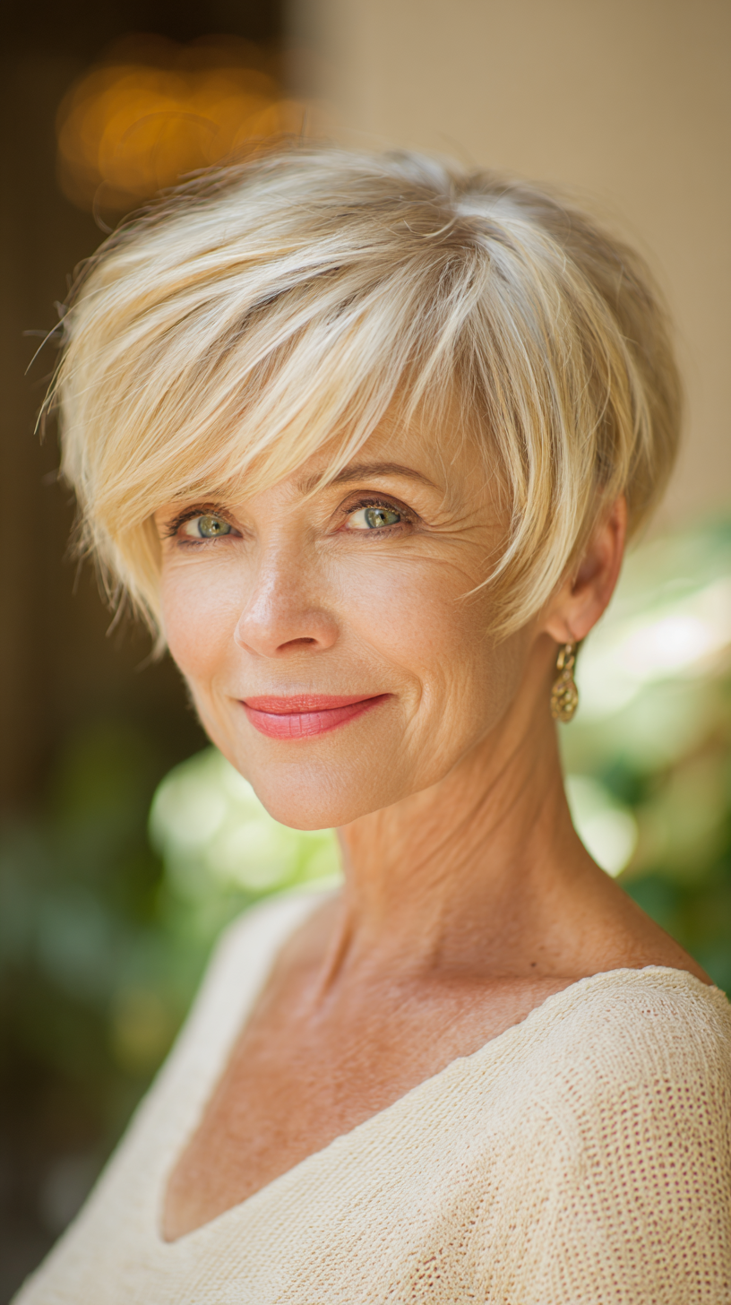 Chic Soft Blonde Pixie Cut with Flattering Textured Layers