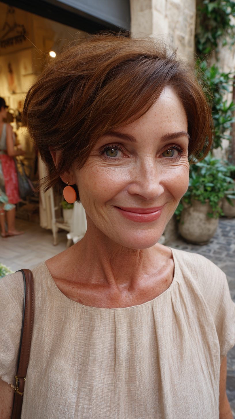 Chic Textured Auburn Bob with Soft Waves