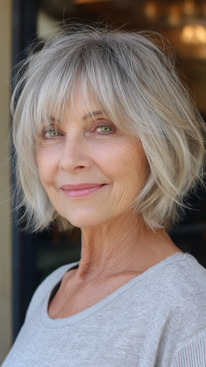 Chic Textured Bob with Soft French Bangs